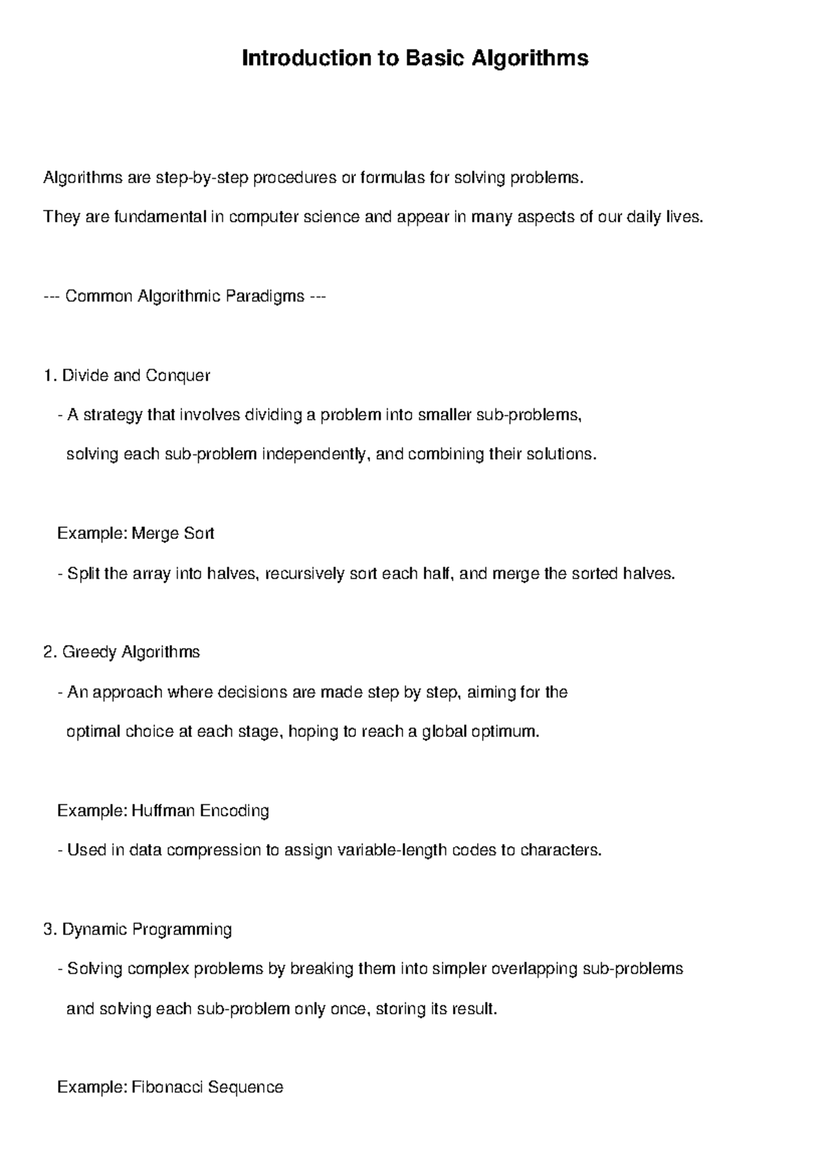 CS101: Basic Algorithms Overview and Key Concepts - Studocu