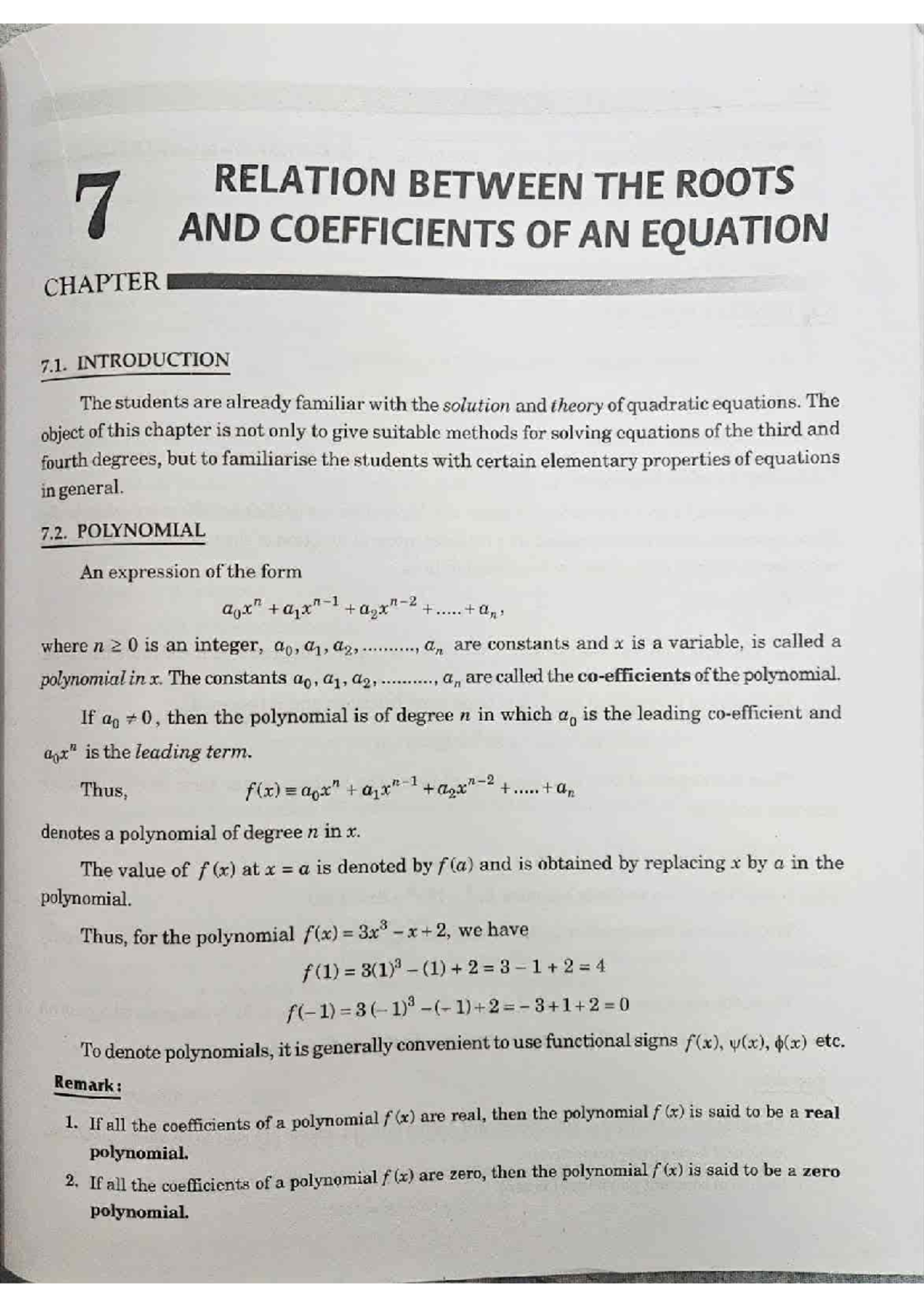 Algebra 7: Relation Between Roots and Coefficients of Equations - Studocu
