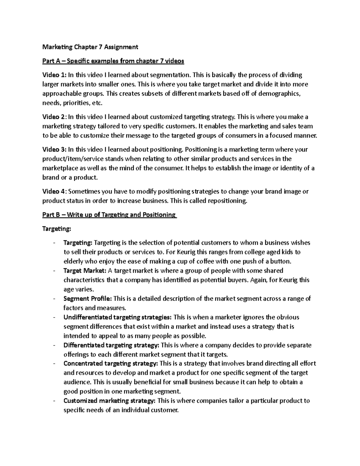 Marketing Strategies: Chapter 7 Assignment Insights & Examples - Studocu