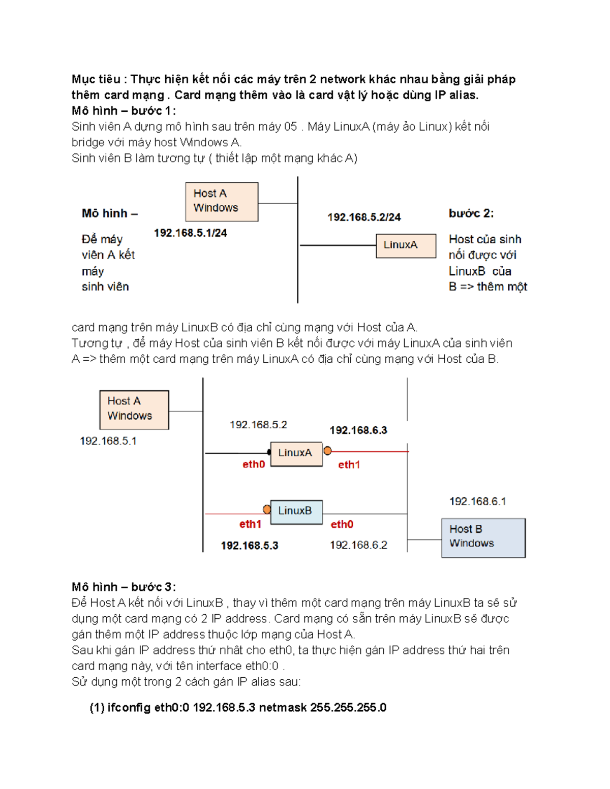 Lab 11 - rgrg - Mục tiêu : Thực hiện kết nối các máy trên 2 network ...