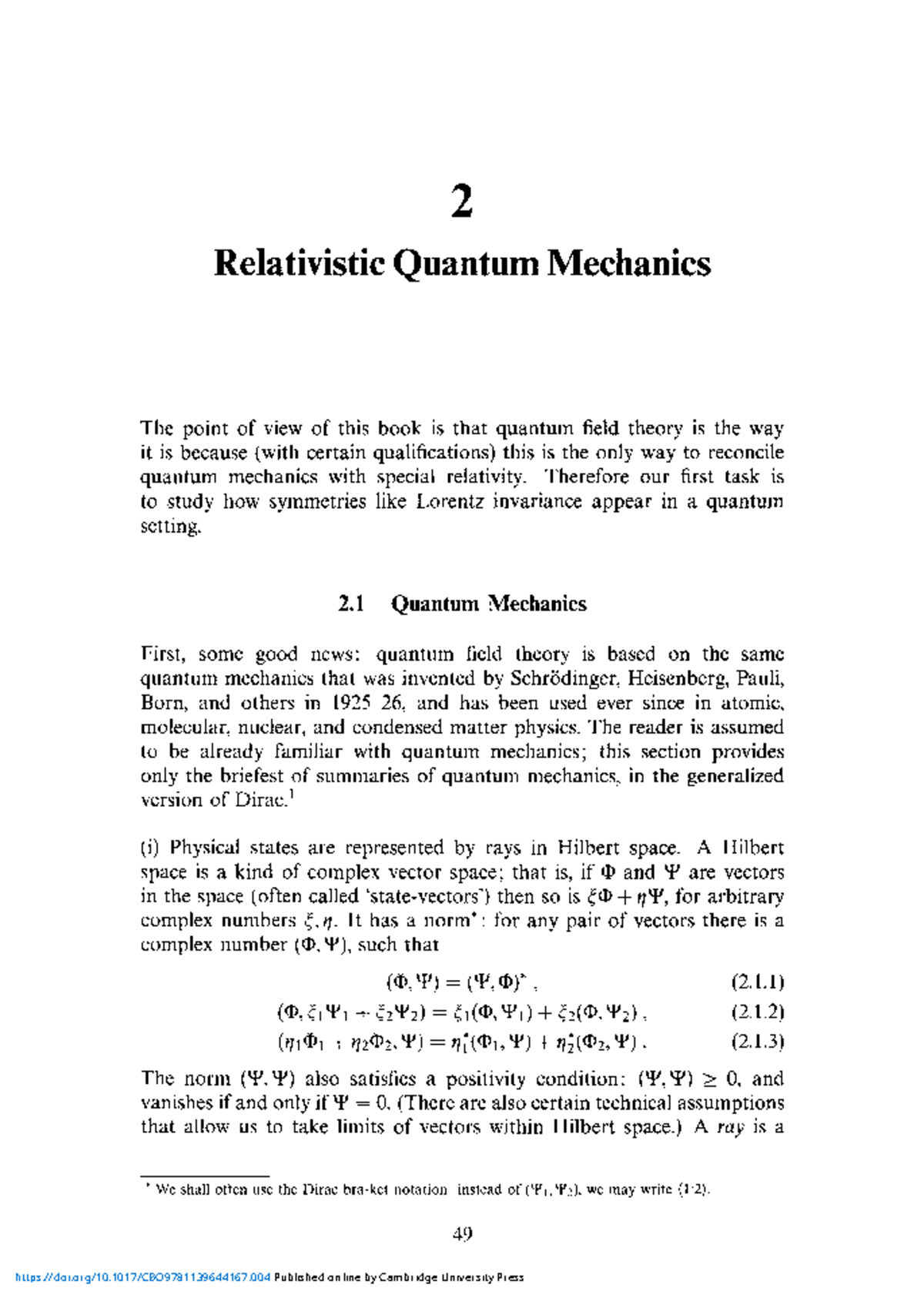 Relativistic Quantum Mechanics in Quantum Field Theory (QFT 06) - Studocu