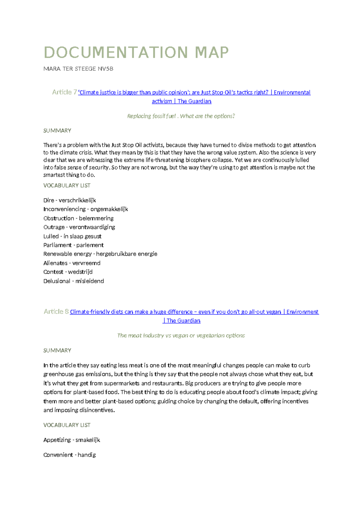 Documentation Map NV5B: Environmental Activism & Climate Solutions ...