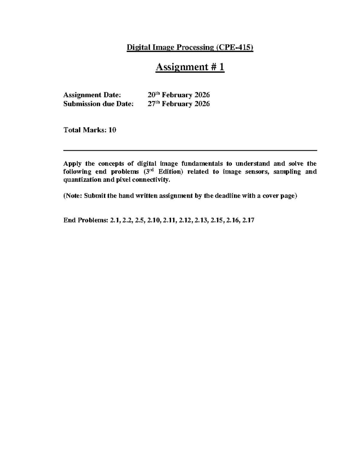 Assignment 1 - Statement - Digital Image Processing (CPE-415 ...
