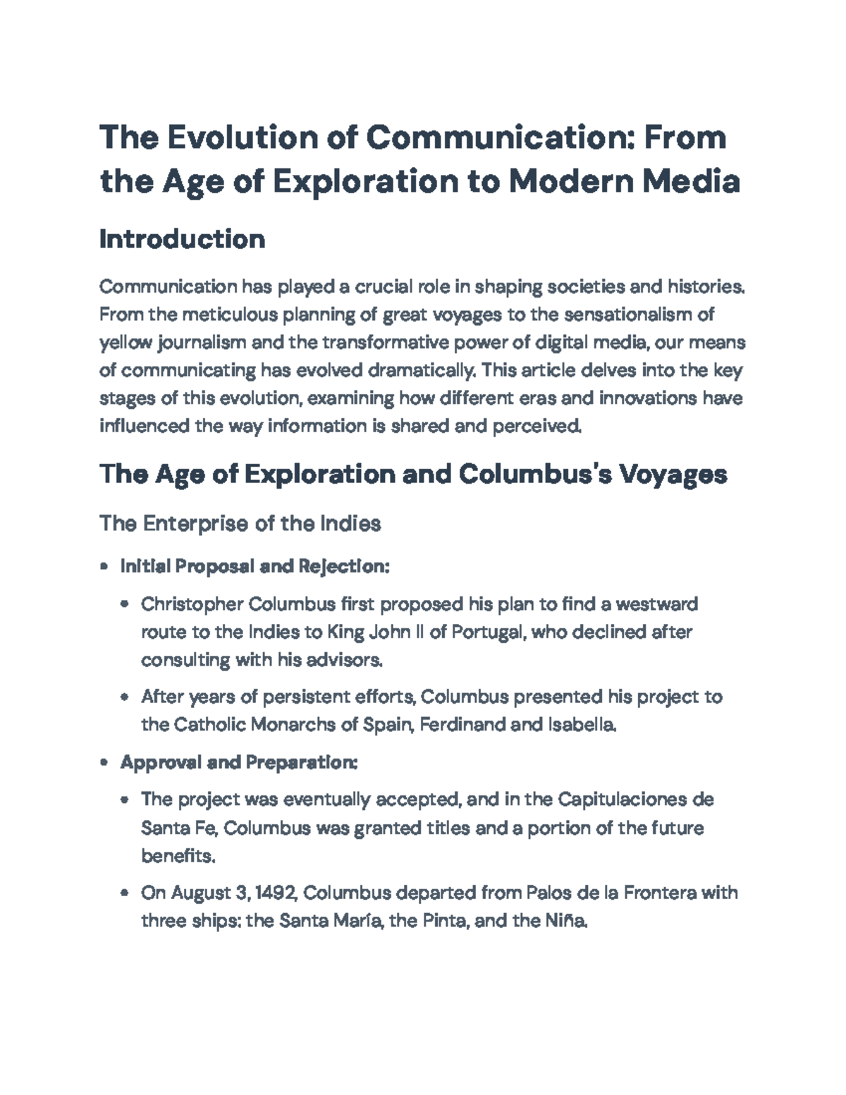 The Evolution of Communication: From Exploration to Digital Media - The ...