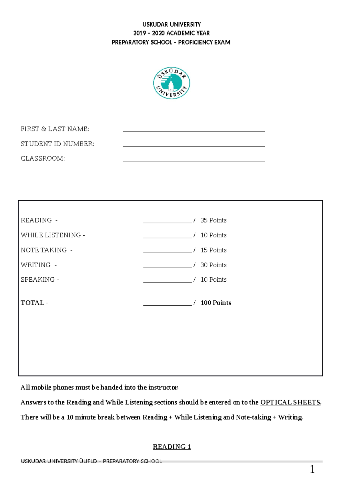 Proficiency - Bio - 2019 – 2020 ACADEMIC YEAR PREPARATORY SCHOOL ...