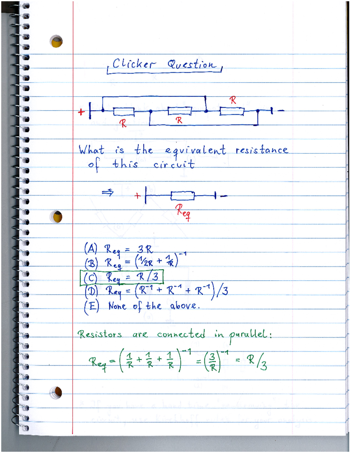 Nts PHY 108 - notes - Clicker Question, I R R What is the equivalent ...