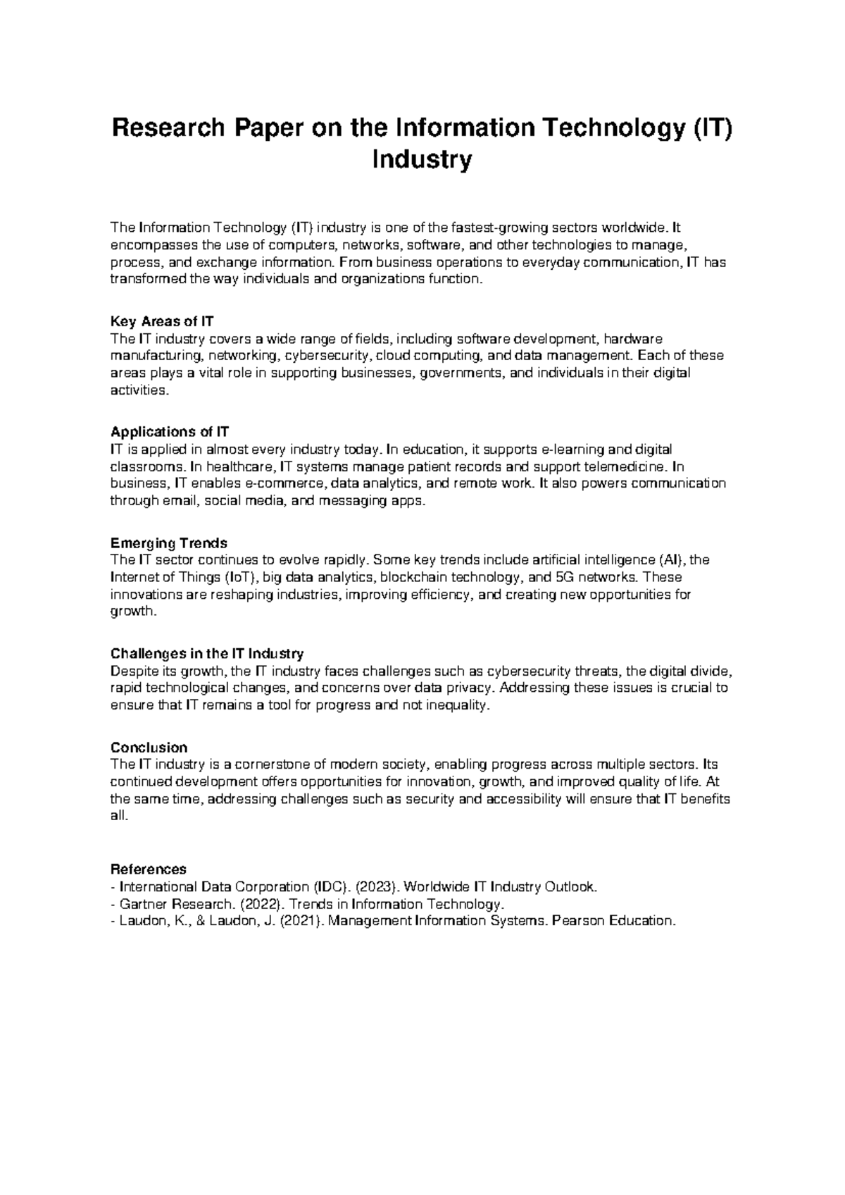 Research Paper: Trends and Challenges in the IT Industry - Studocu