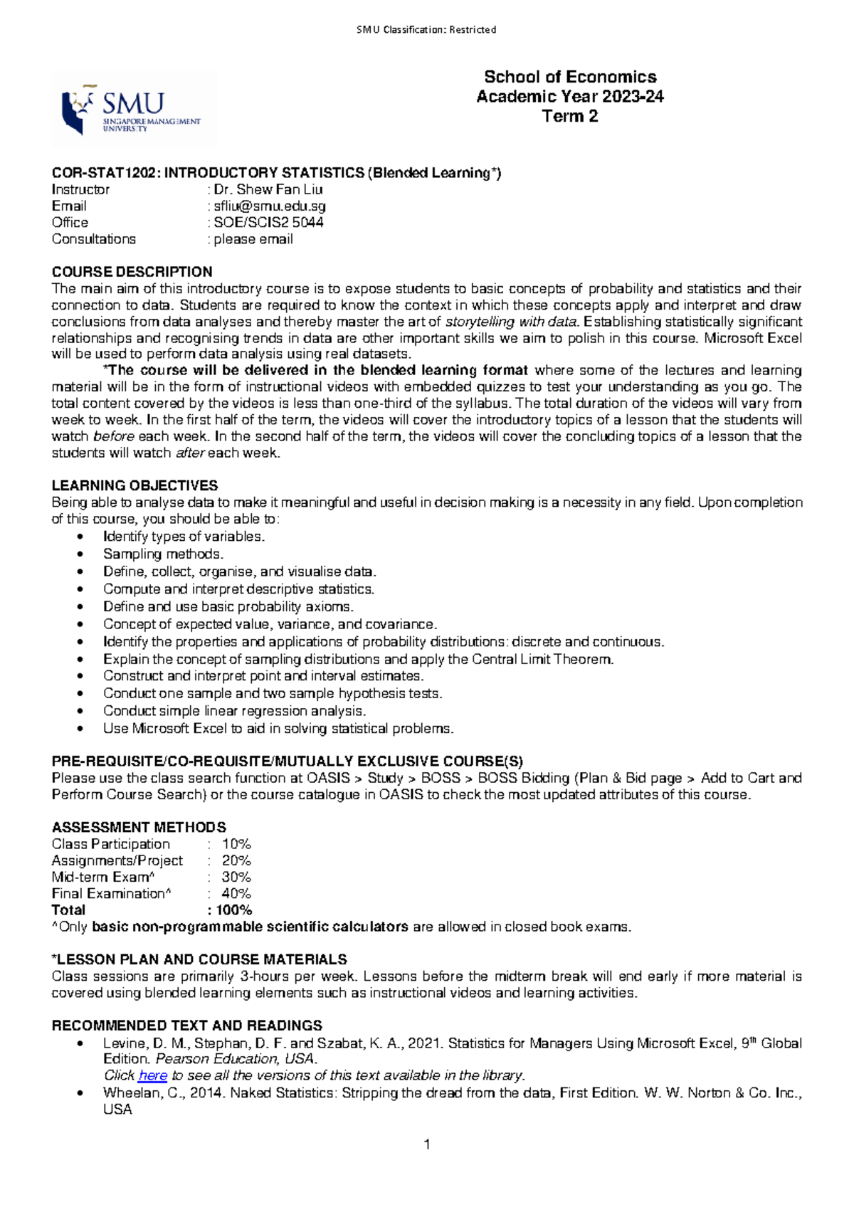 COR-STAT1202 Introductory Statistics Course Outline and Lesson Plan T2 ...