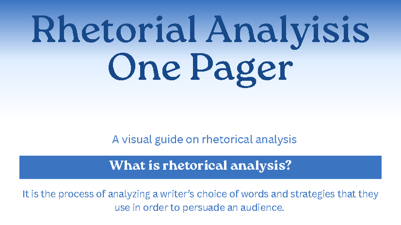 Rhetorical Analysis One-Pager: A Visual Guide to SPACECAT - Studocu
