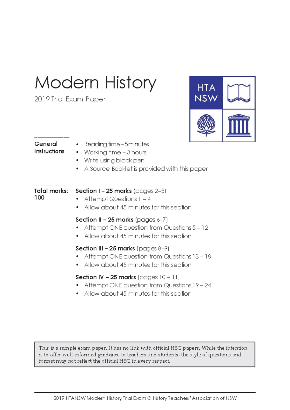 2019 CSSA Trial HSC Exam: Modern History Paper Overview - Studocu