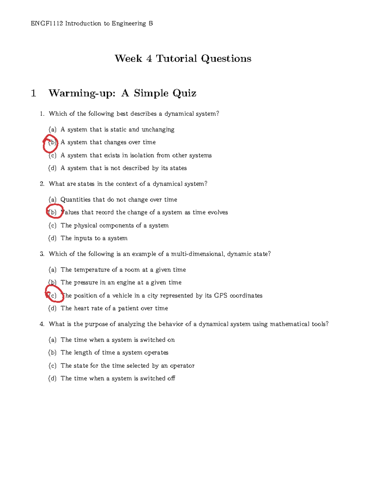 WK4 TUT - Engineering Dynamics Quiz and Tutorial Questions - Studocu