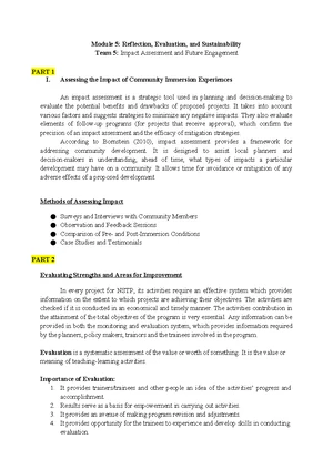 NSTP 1 Reflection: Insights on Disaster Preparedness and Community ...
