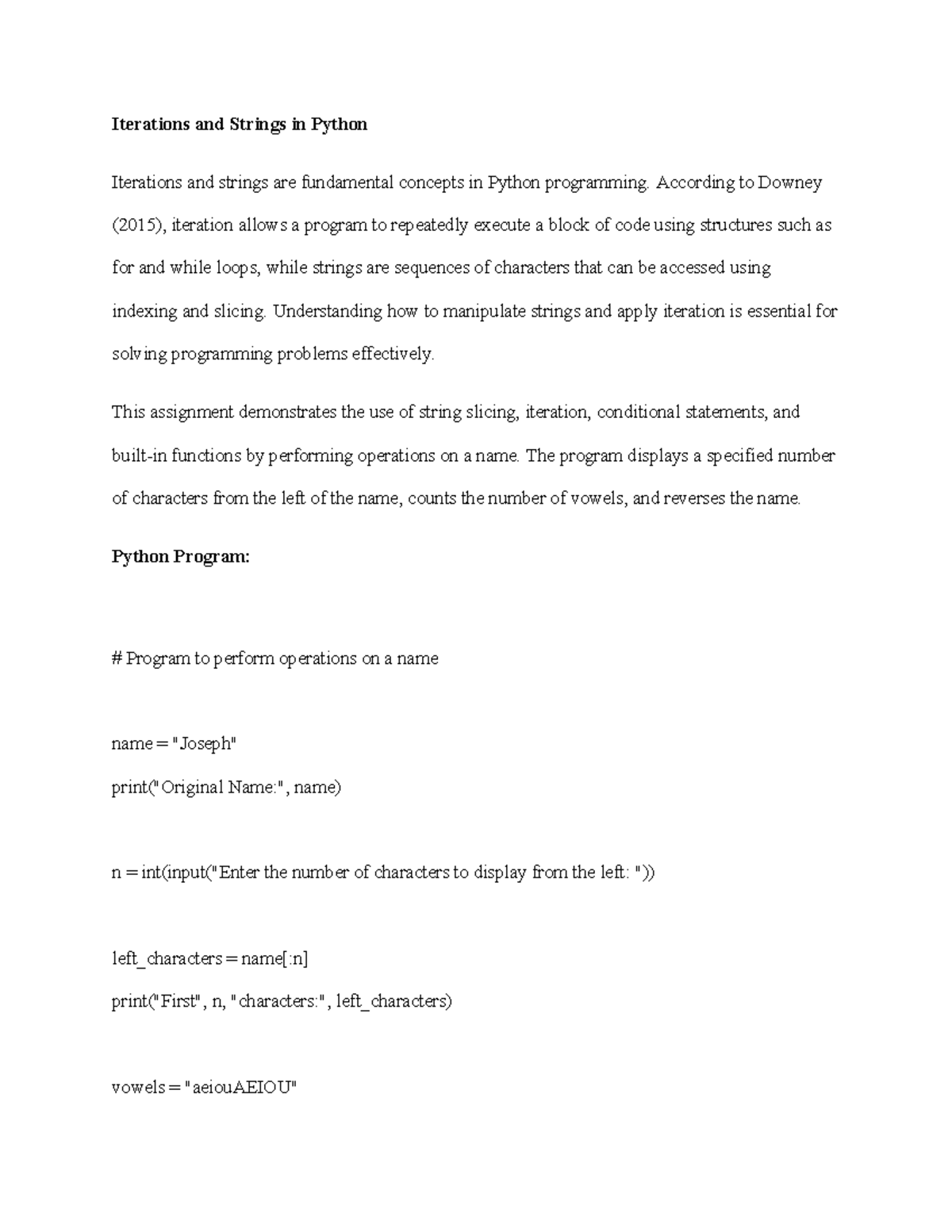 Python Programming: Iterations & Strings (CS101) - Studocu