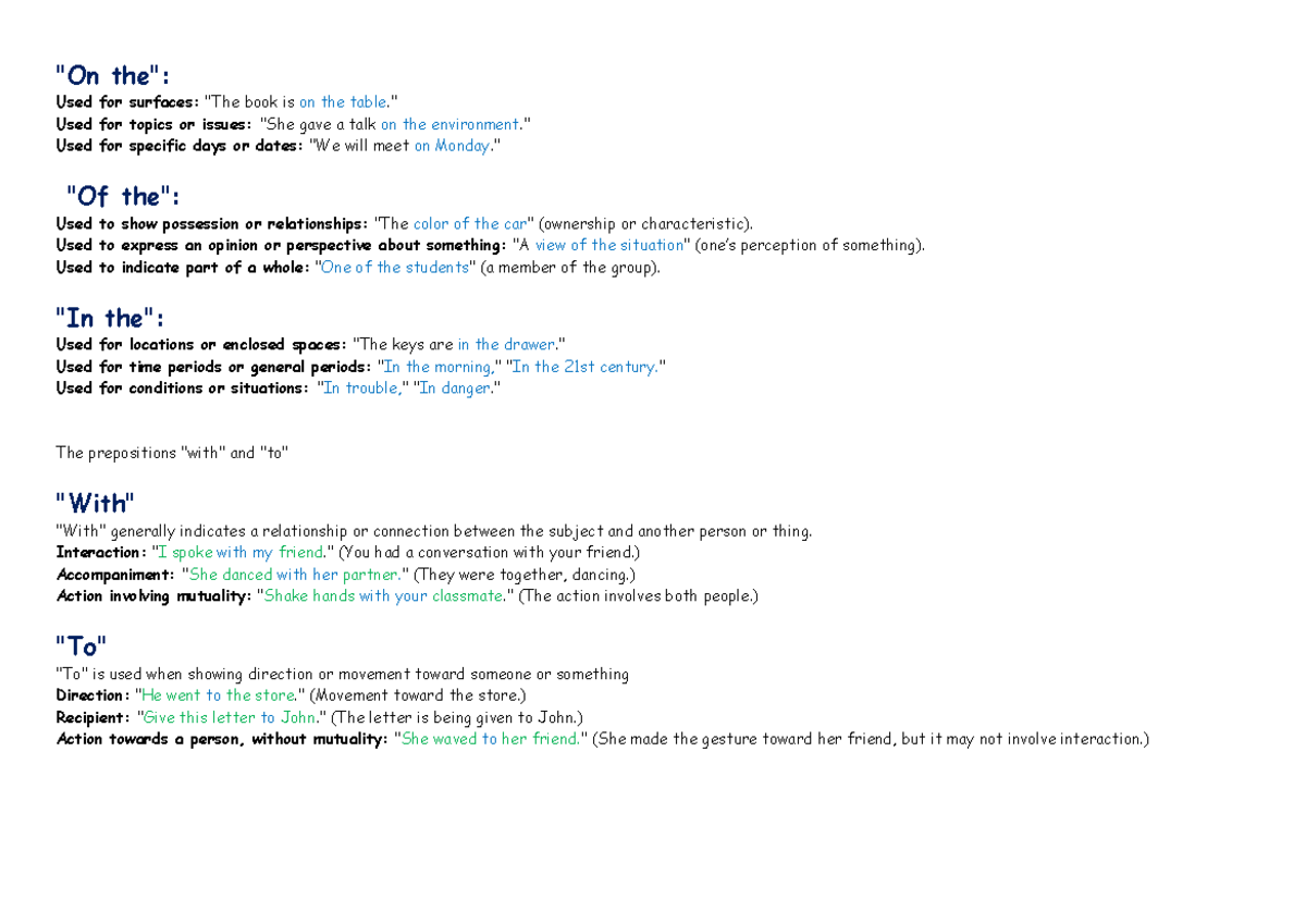 Grammar 1: Understanding the use of prepositions and their functions ...