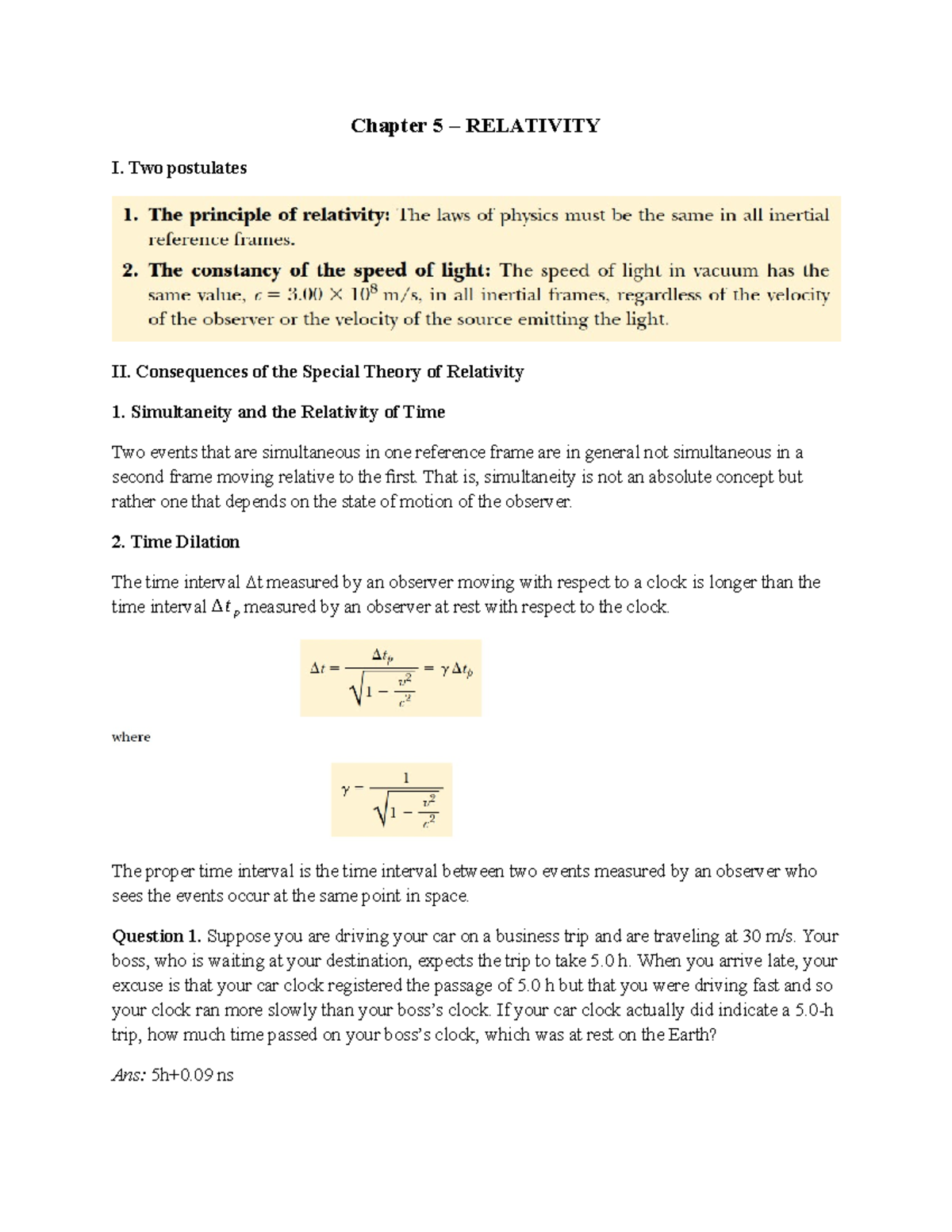 Chapter 5 - Relativity - About Physics 2 - Chapter 5 – RELATIVITY I ...