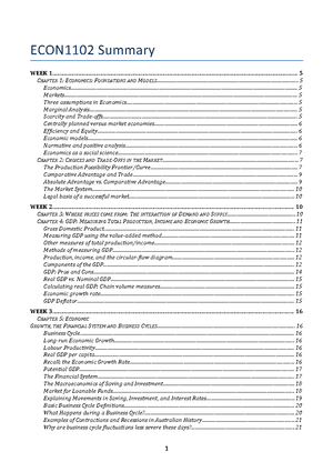 ECON1102 revision notes for final - Revision Note For ECON 1 National ...