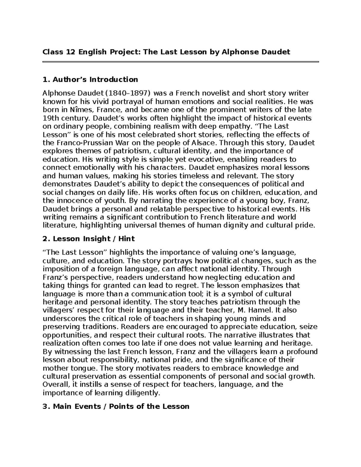 Class 12 English Project: Insights on 