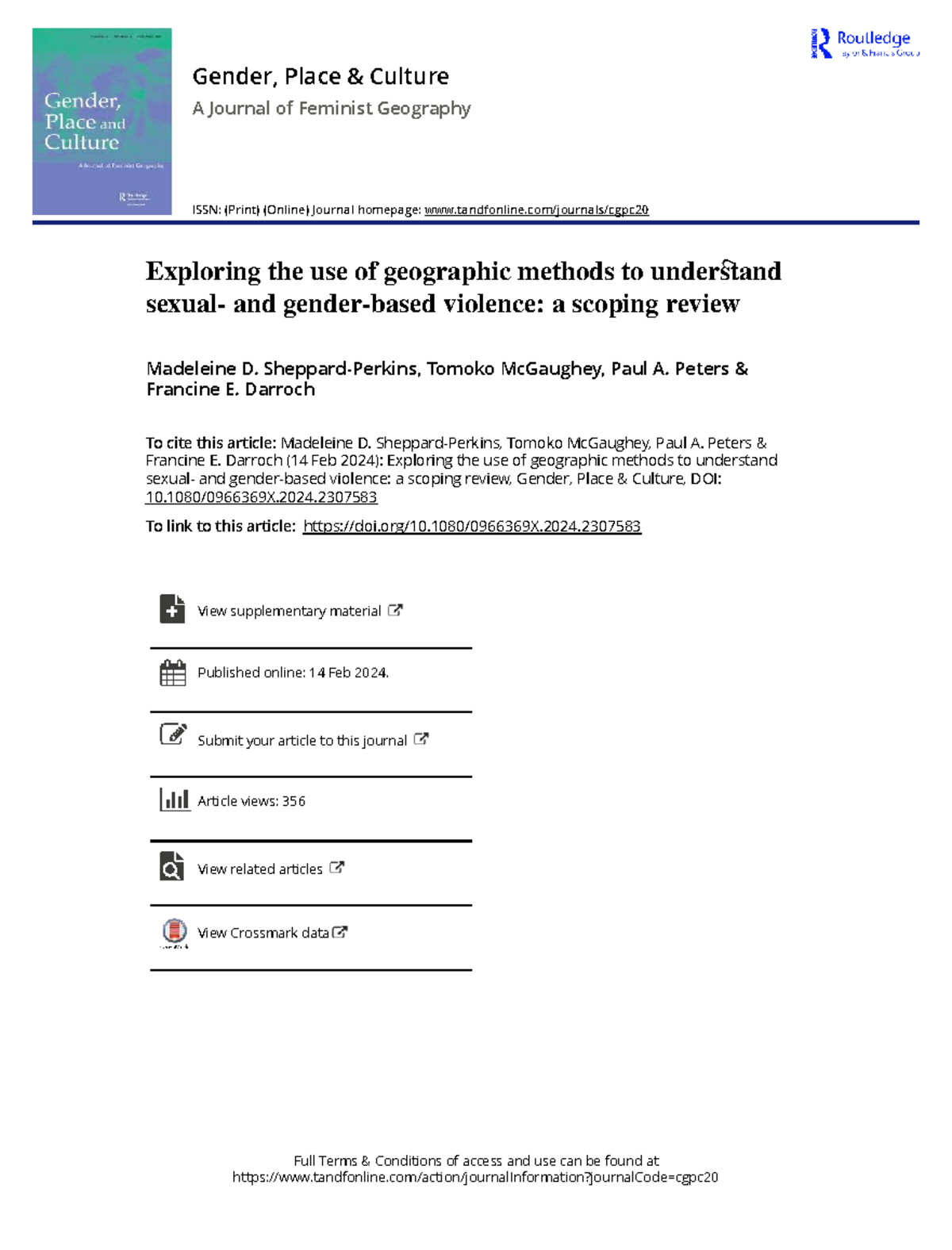 Exploring Geographic Methods in Understanding SGBV: A Scoping Review ...