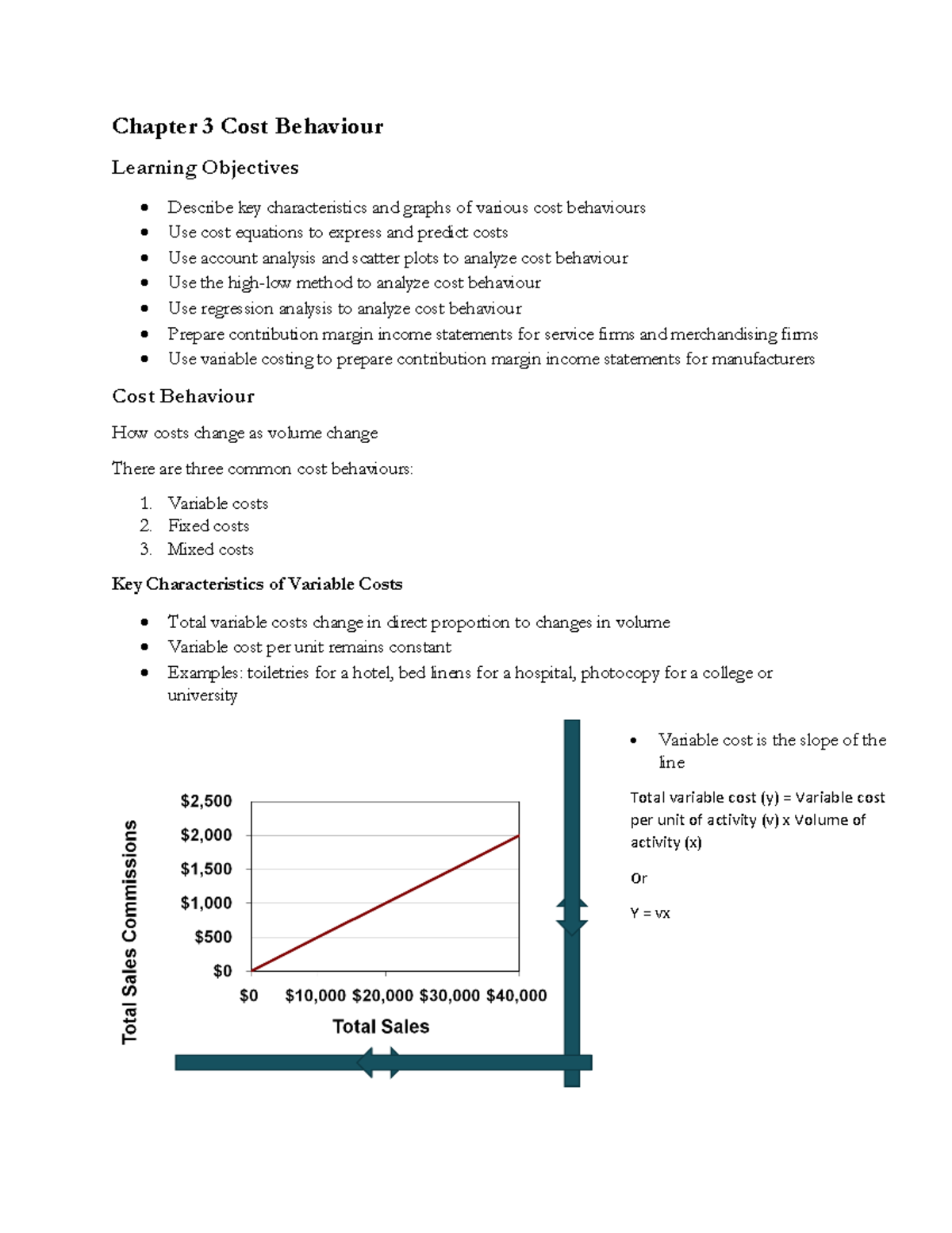Chapter 3 Cost Behaviour-Student - Chapter 3 Cost Behaviour Learning ...