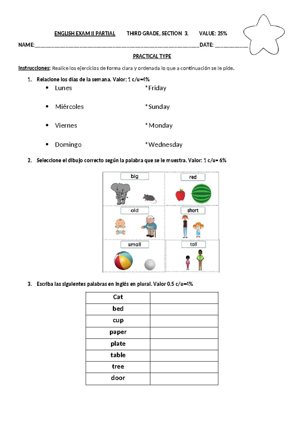 Examen DE Inglés II Parcial 3RO - Tercer Grado, Sección 3 - Studocu