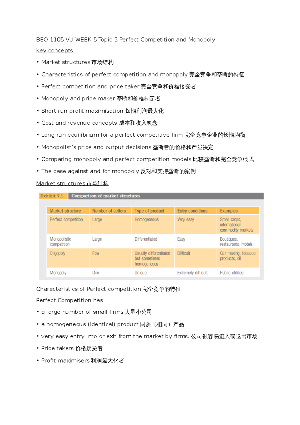 VU WEEK 6 BEO 1105 - Monopolistic Competition & Oligopoly Overview - Studocu