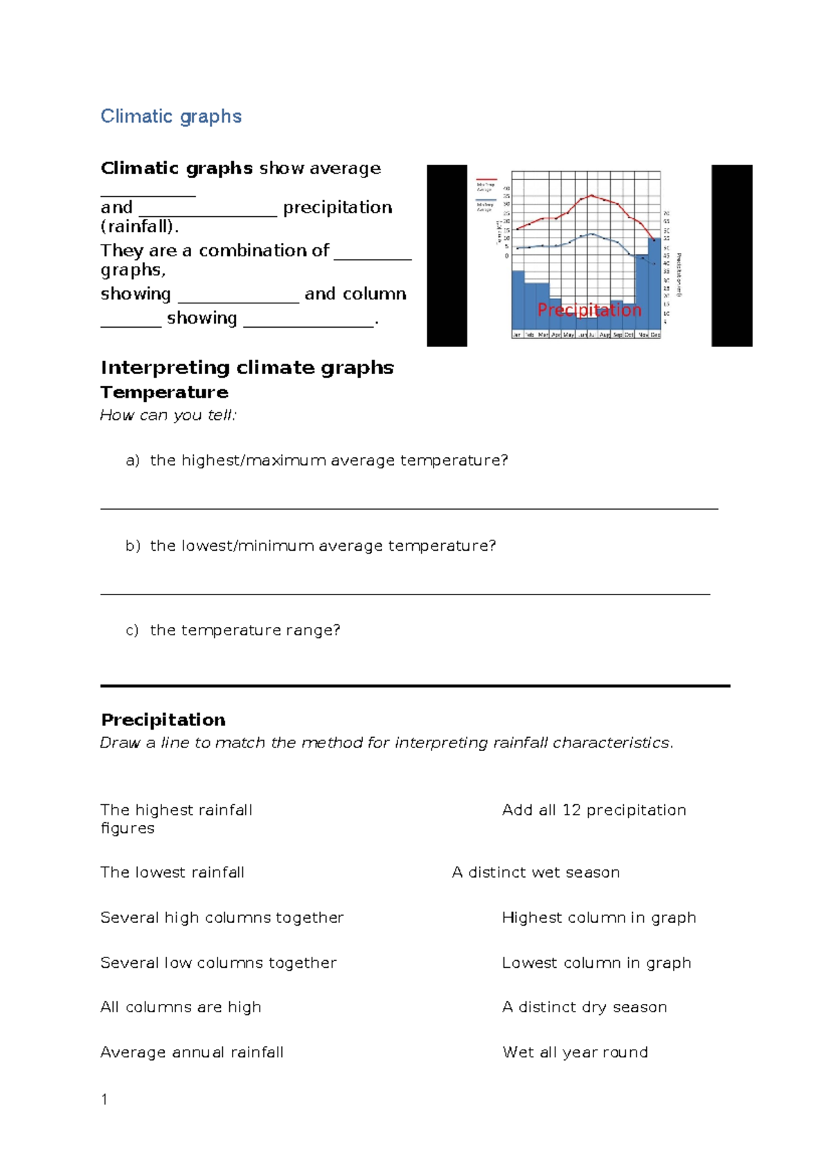 Climate Graphs: Interpreting Temperature & Precipitation Data - Studocu