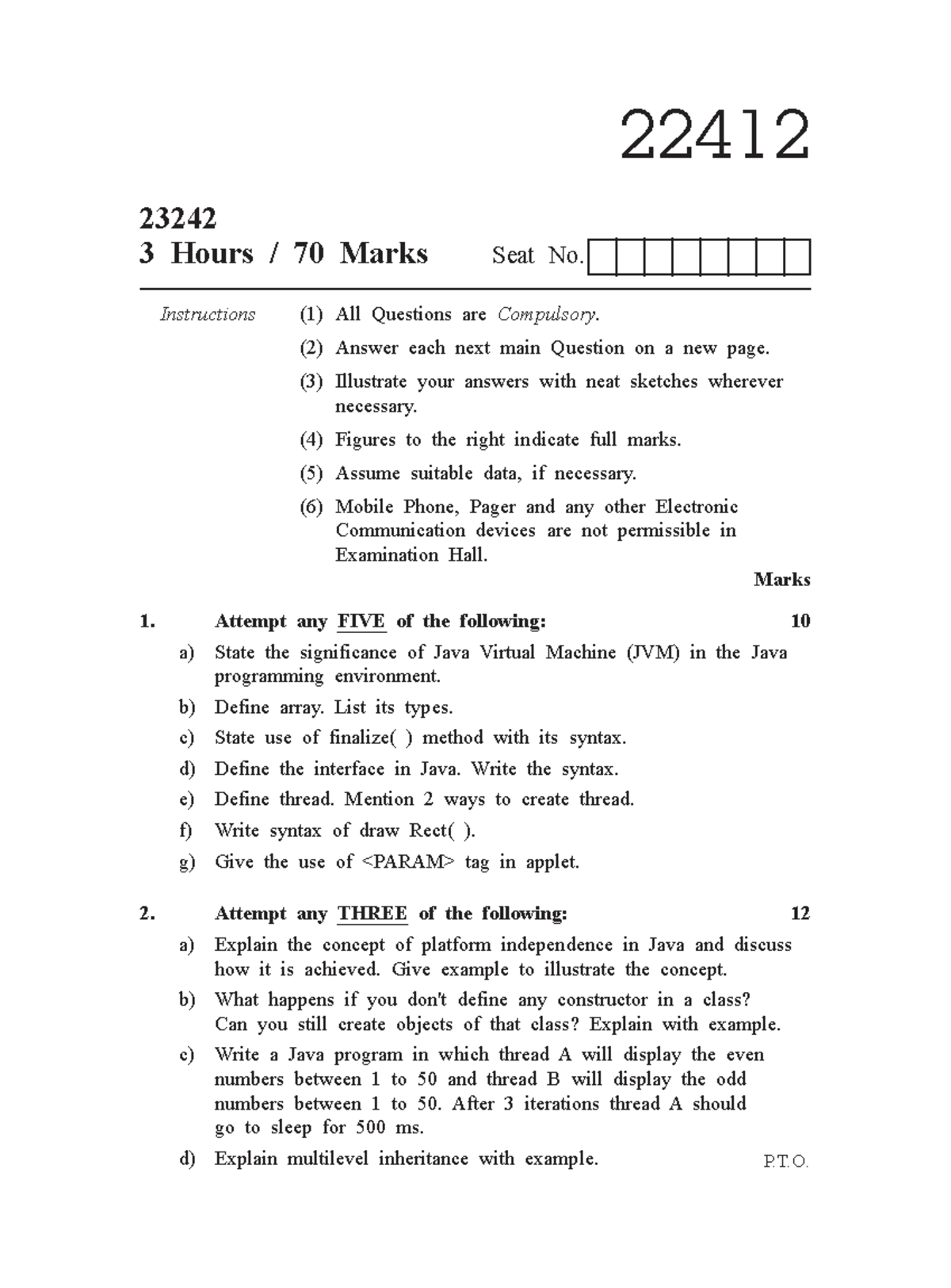 Java Programming Exam Instructions and Questions - 22412 23242 - Studocu