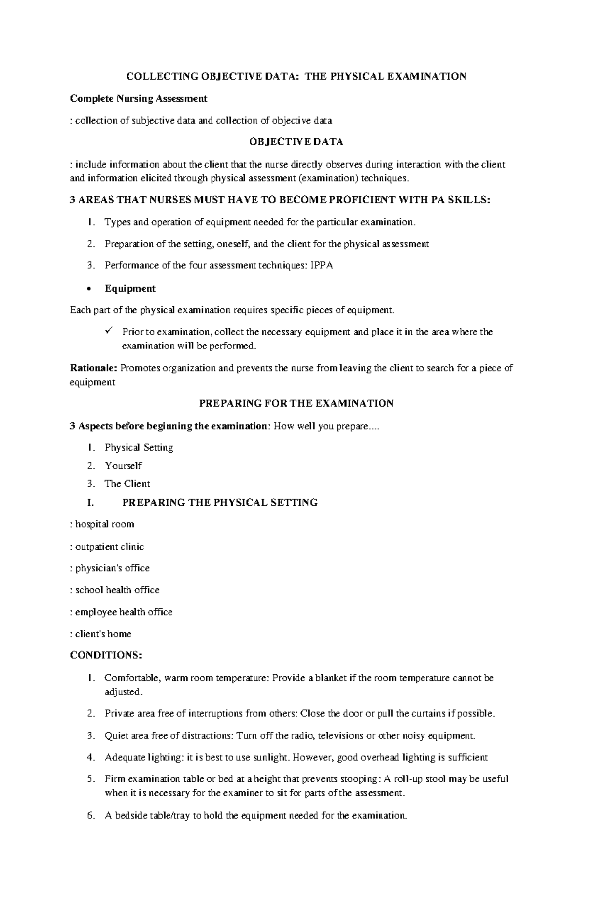 6 - midterms - COLLECTING OBJECTIVE DATA: THE PHYSICAL EXAMINATION ...