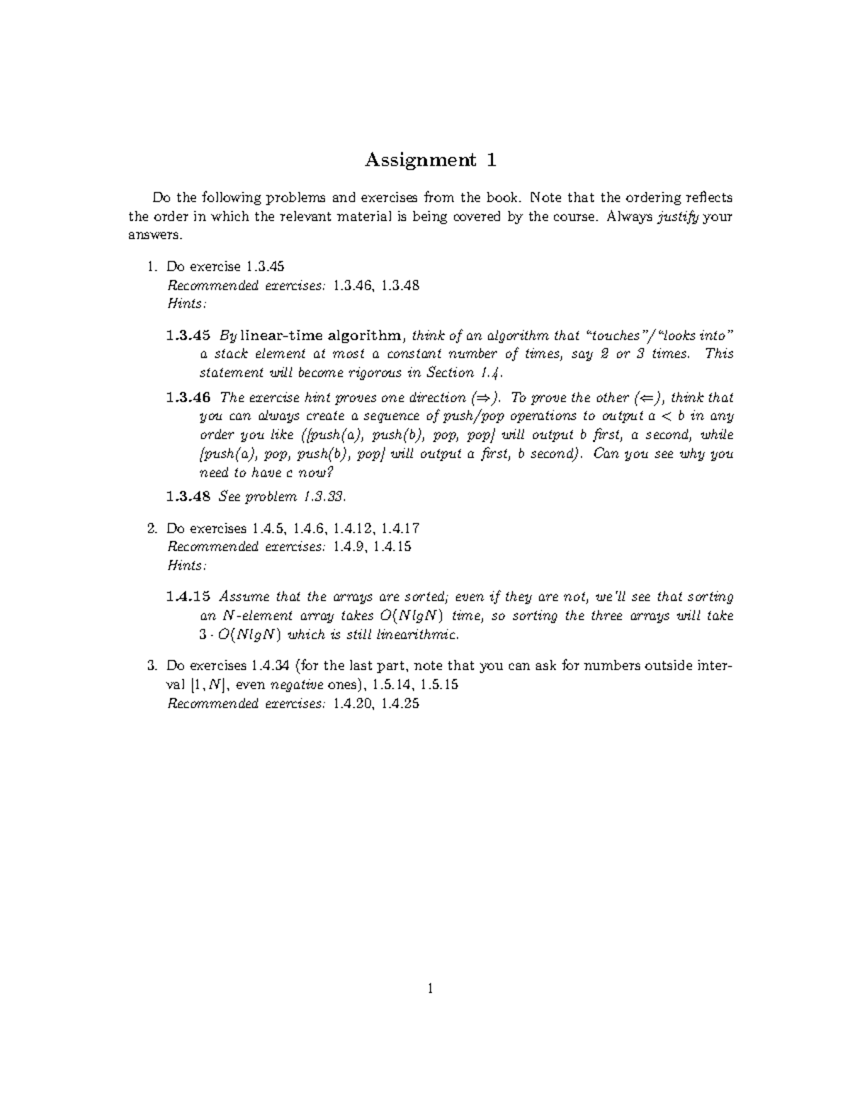2C03assign 1 - Assignment - Assignment 1 Do the following problems and ...