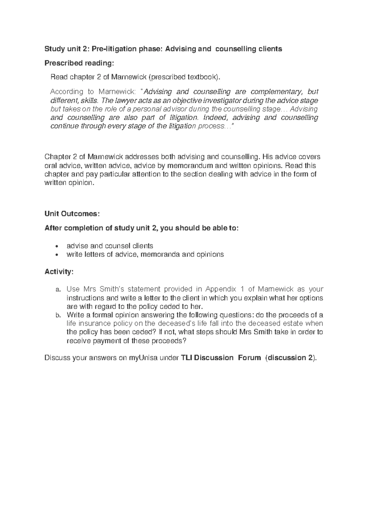 Study Unit 09: Drafting Exceptions & Applications to Strike Out - Studocu