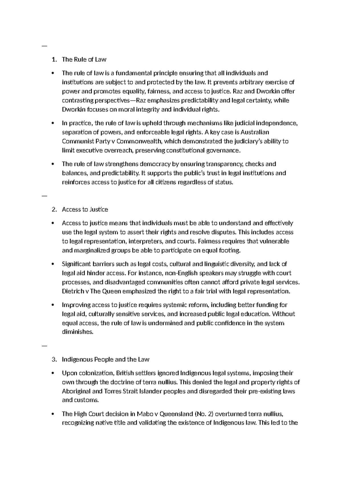 LAW 101: Summary of Key Legal Principles and Access to Justice - Studocu