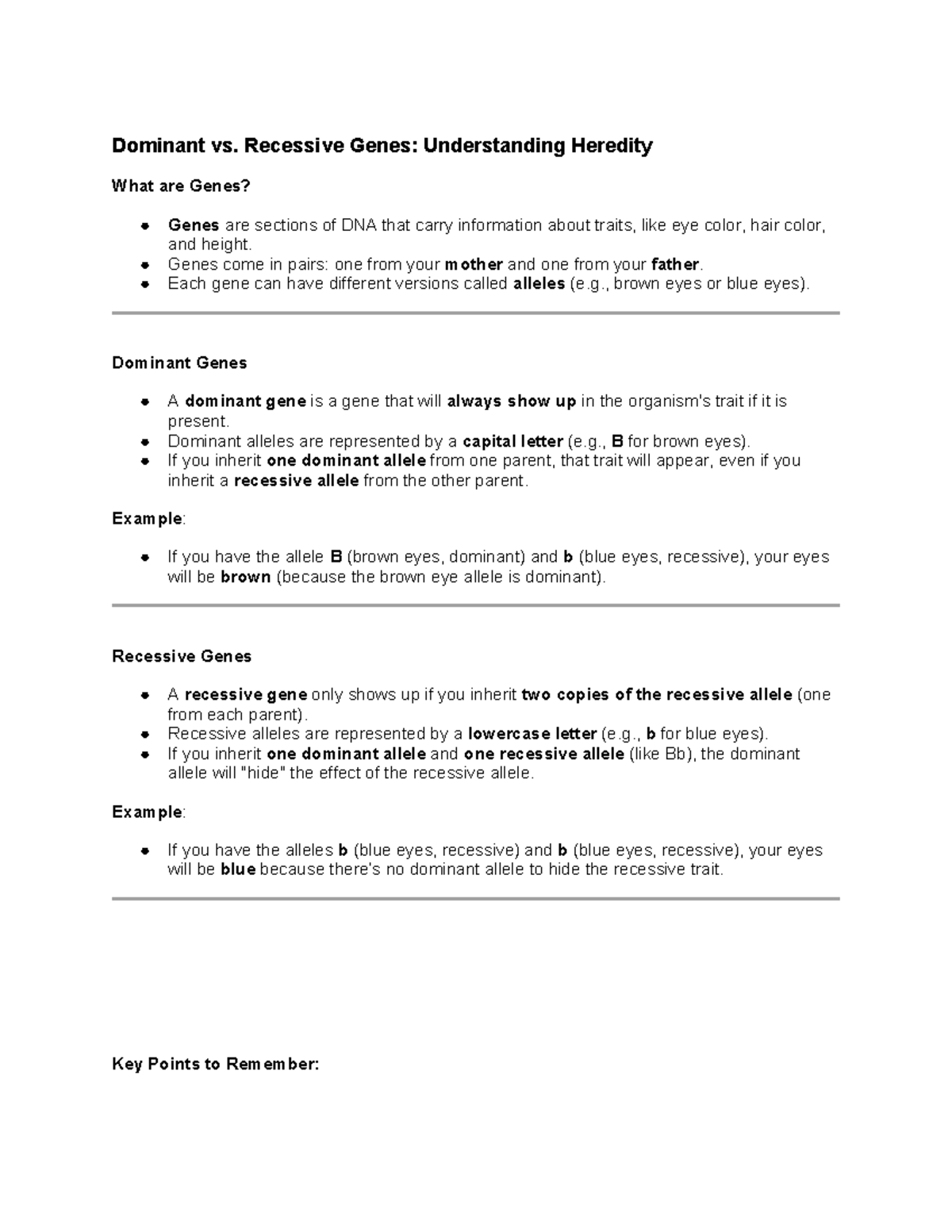 Dominant vs recessive genes - Dominant vs. Recessive Genes ...