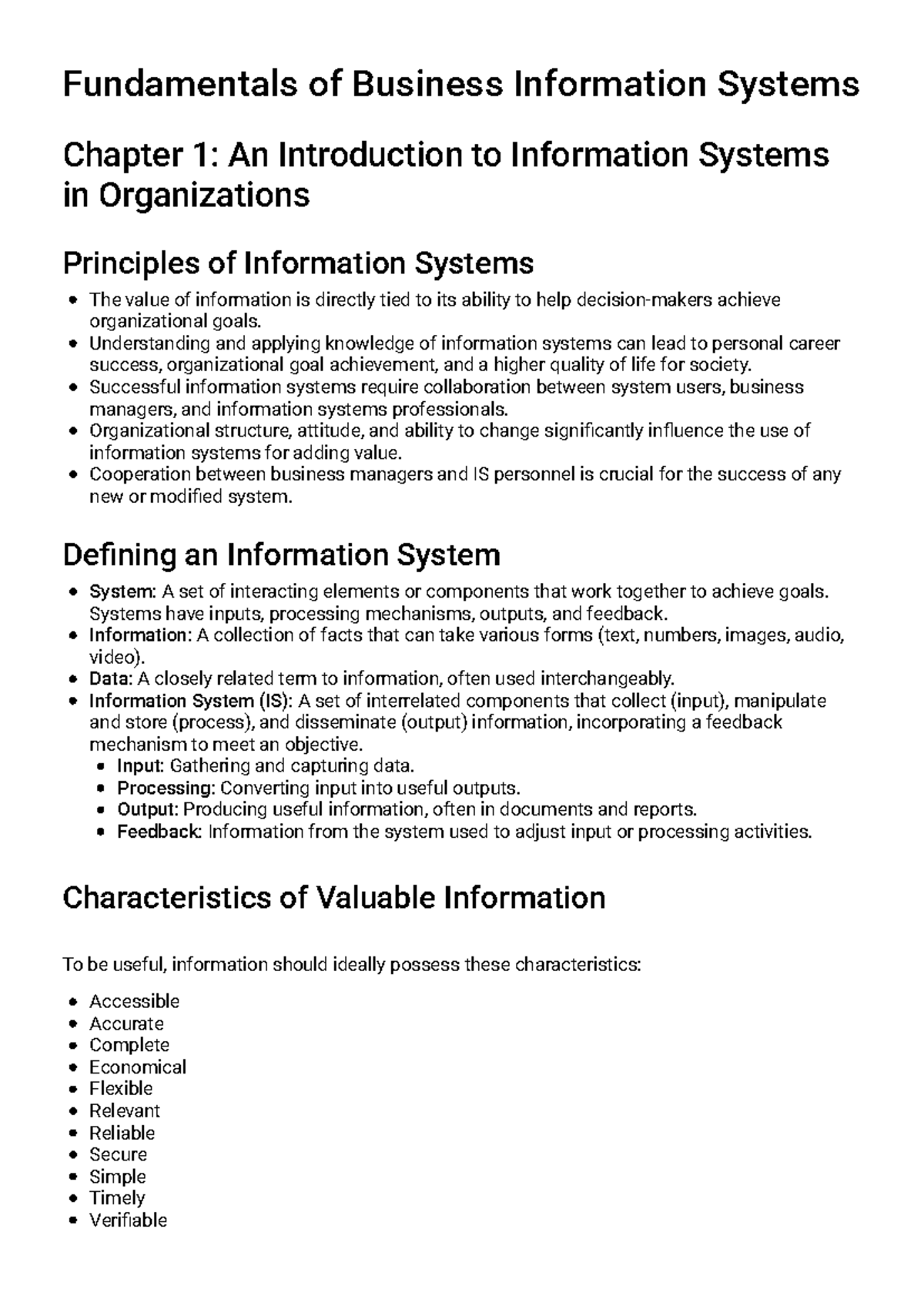 Business Information Systems Fundamentals Study Guide (260224) - Studocu