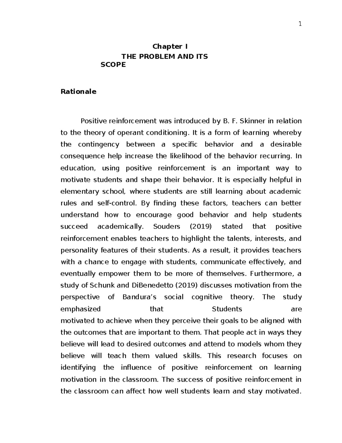 Chapter 1 Revisions - Chapter I THE PROBLEM AND ITS SCOPE Rationale ...
