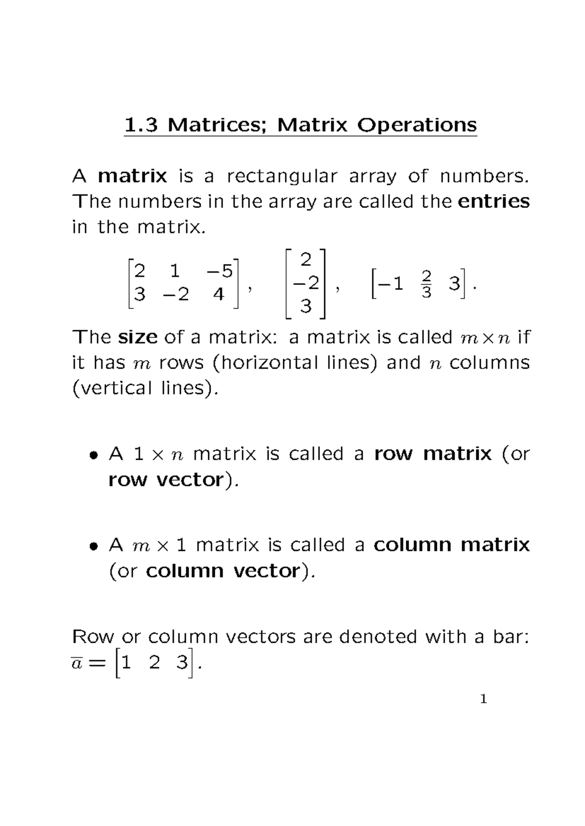 MAT02A2 Chapter 1.3: Matrix Operations and Properties - Studocu