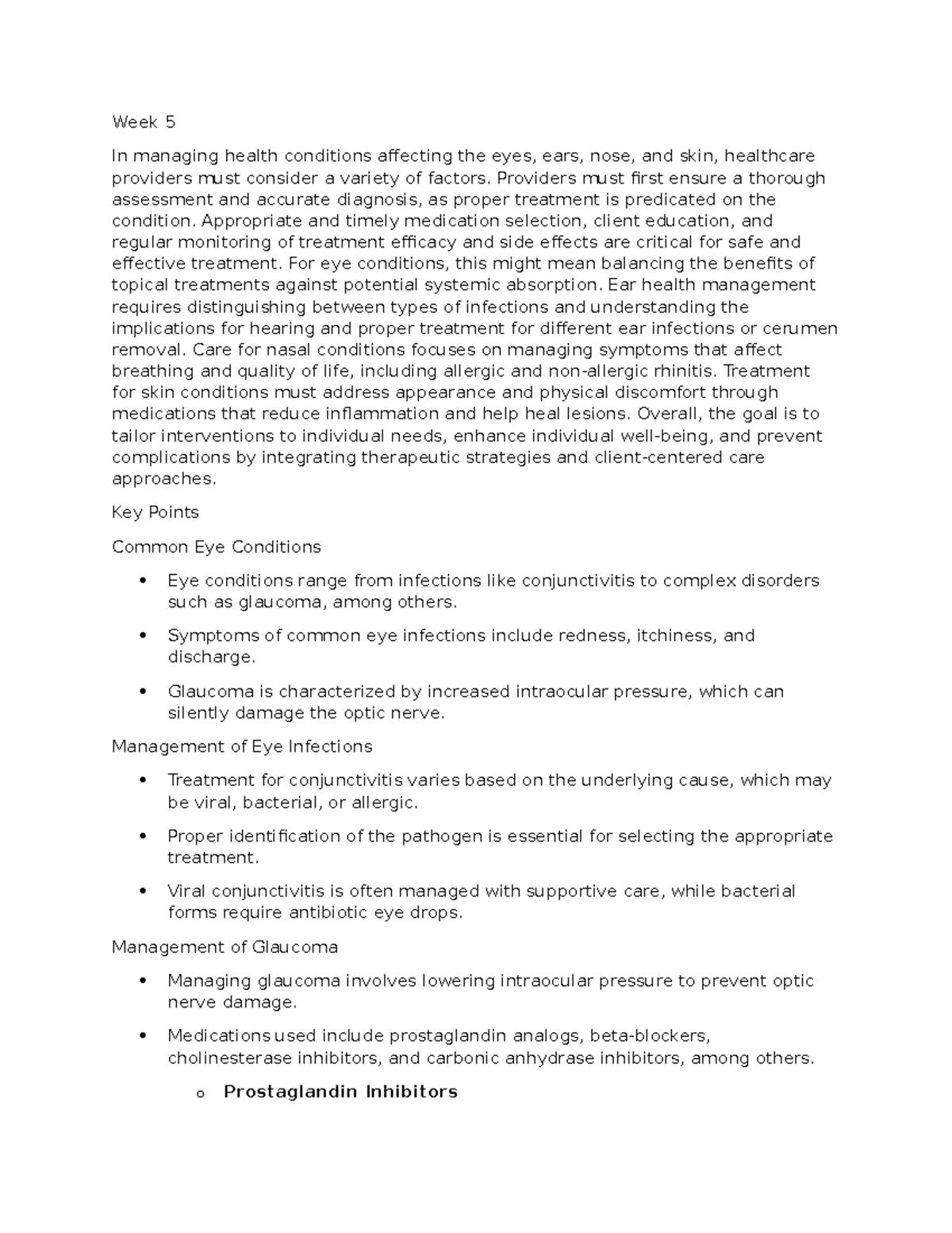 Week 5-8 Study Guide: Final Exam Prep on Health Conditions Management ...