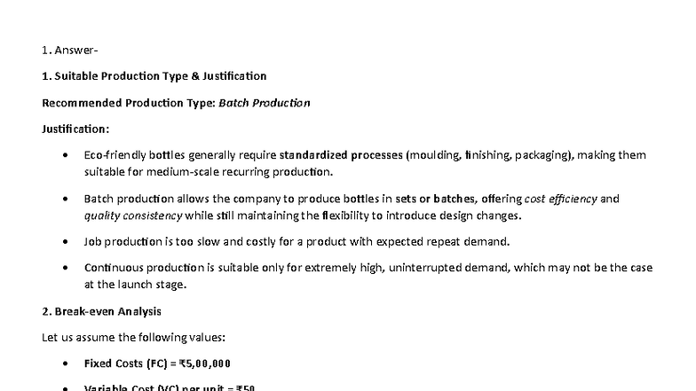 PPC Assignment 1 - Production Type Justification and Process Planning ...