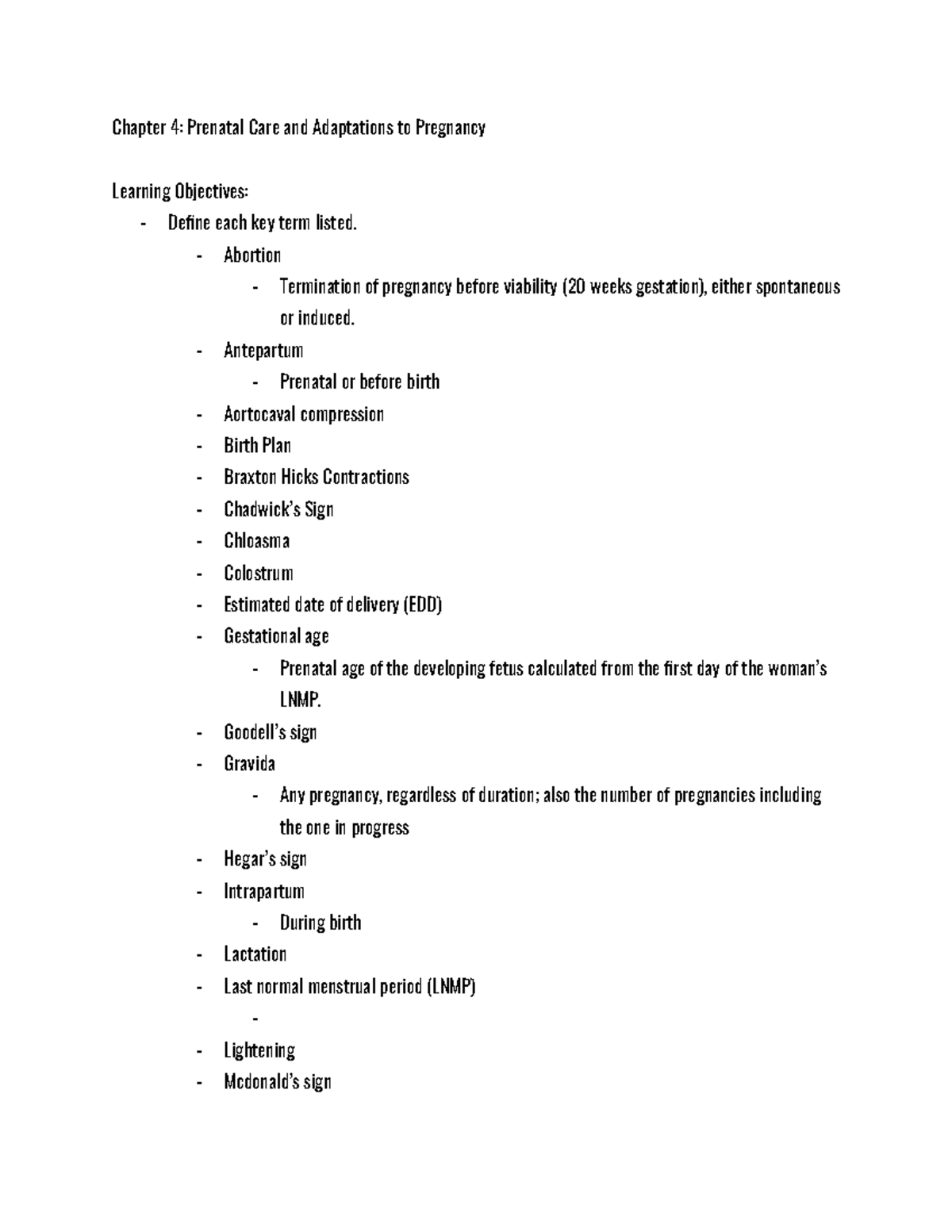 OB 2 - Chapter 4: Prenatal Care and Pregnancy Adaptations - Studocu