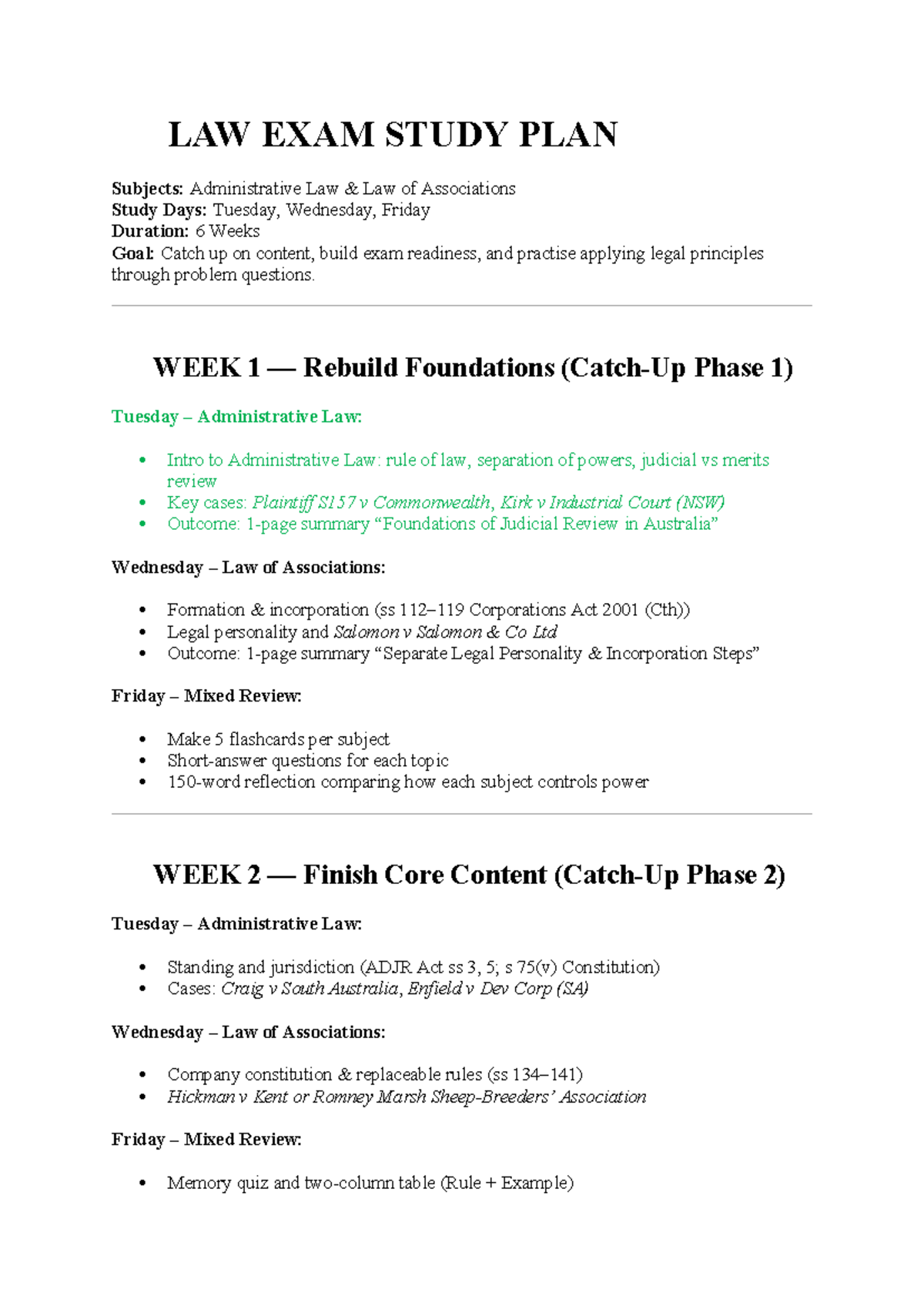 LAW 101 FINAL EXAM STUDY PLAN: Administrative Law & Associations - Studocu
