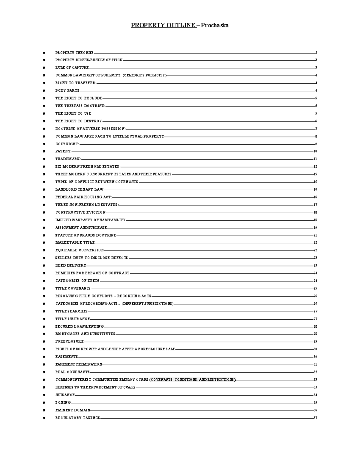 Property Law Outline - Key Theories and Rights Explained - Studocu