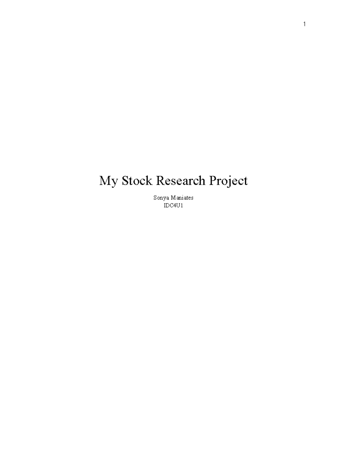 IDC4U - Stock Research Project on Leading Companies and Strategies ...