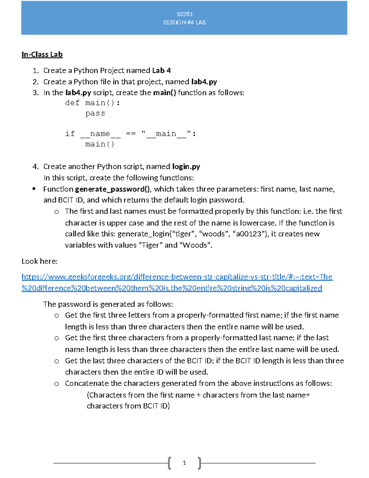 10281 SESSION LAB Lab 04: Python Password Management Practices - Studocu