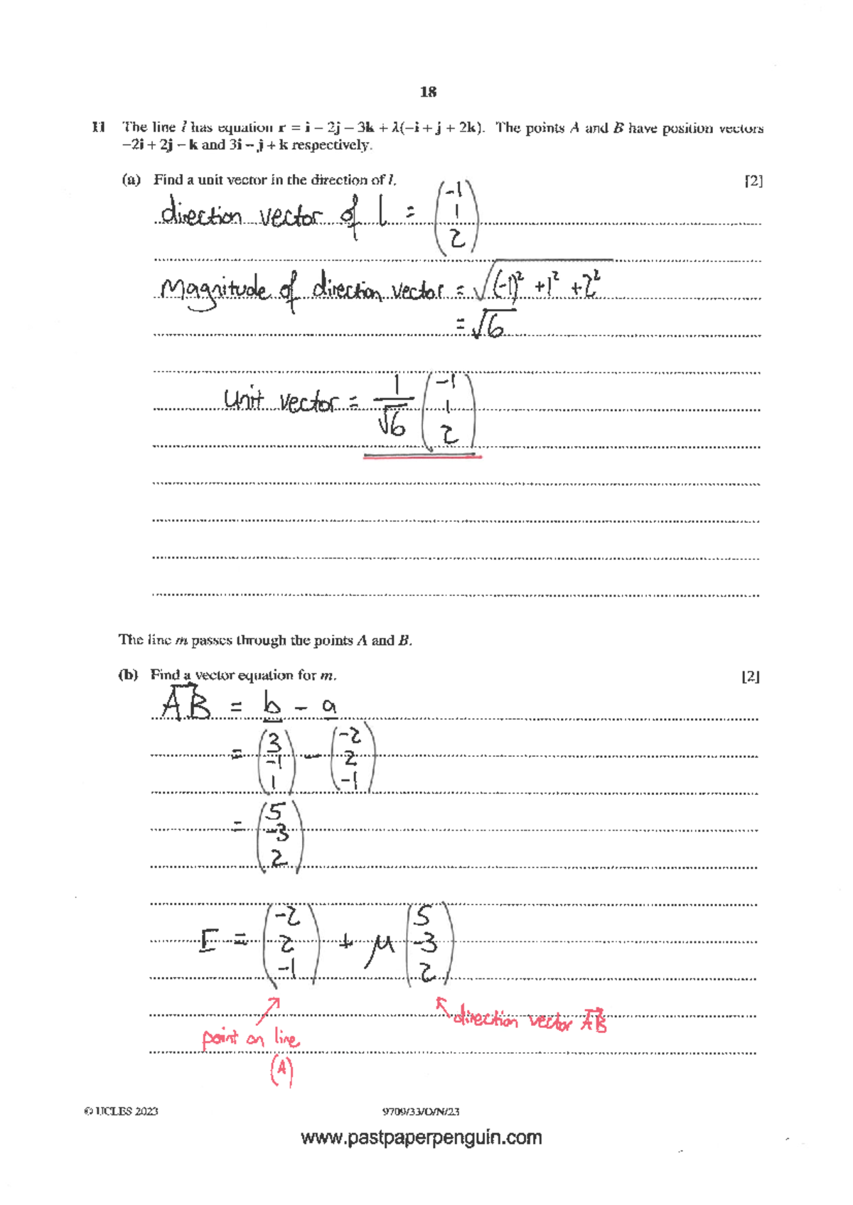 A-vectors-2 - Revision Notes for Course 18 11 on Vector Geometry - Studocu