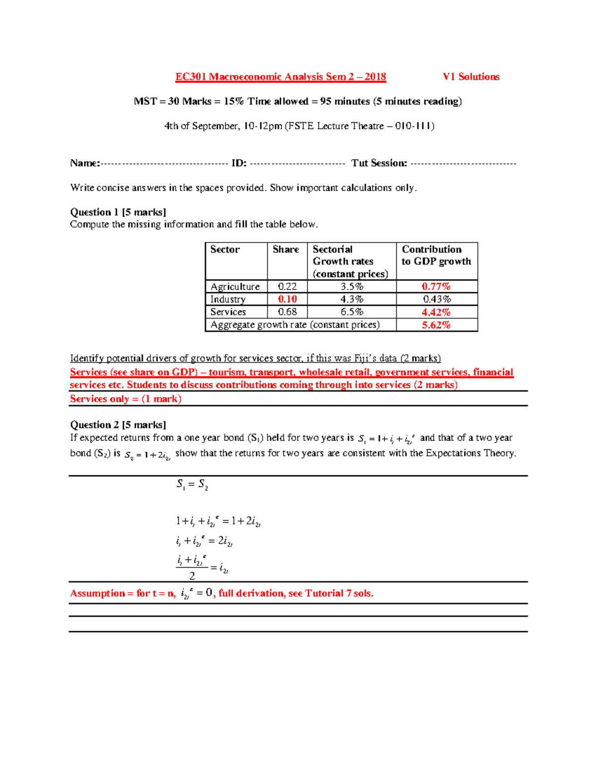 EC301 Macroeconomic Analysis: Exam Q&A (14 Aug 2018) Solutions - Studocu