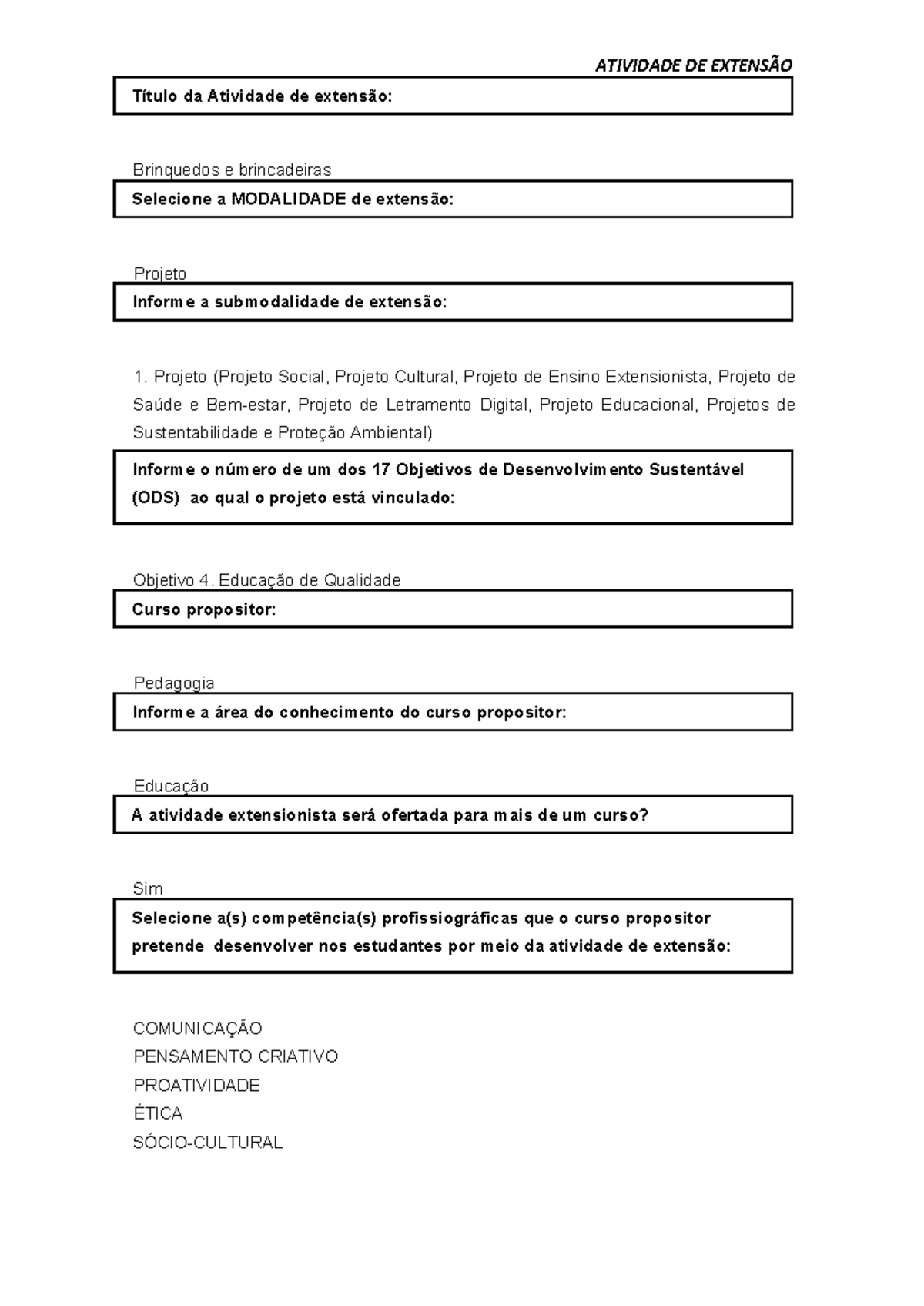 ATIVIDADE DE EXTENSÃO: Projeto Brinquedos e Brincadeiras - Pedagogia - Document Preview