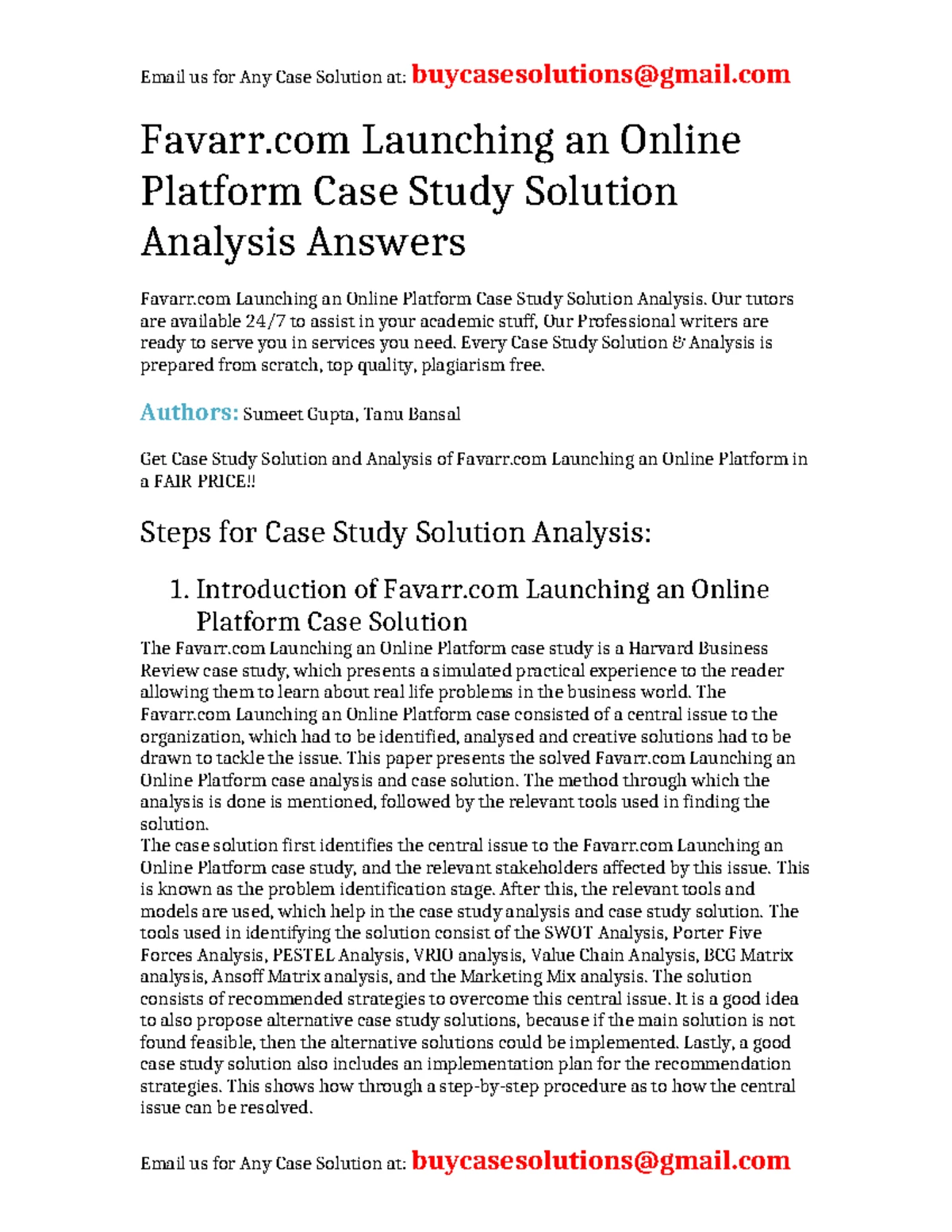 Case Study Solution & Analysis: Industry Identification Exercise ...