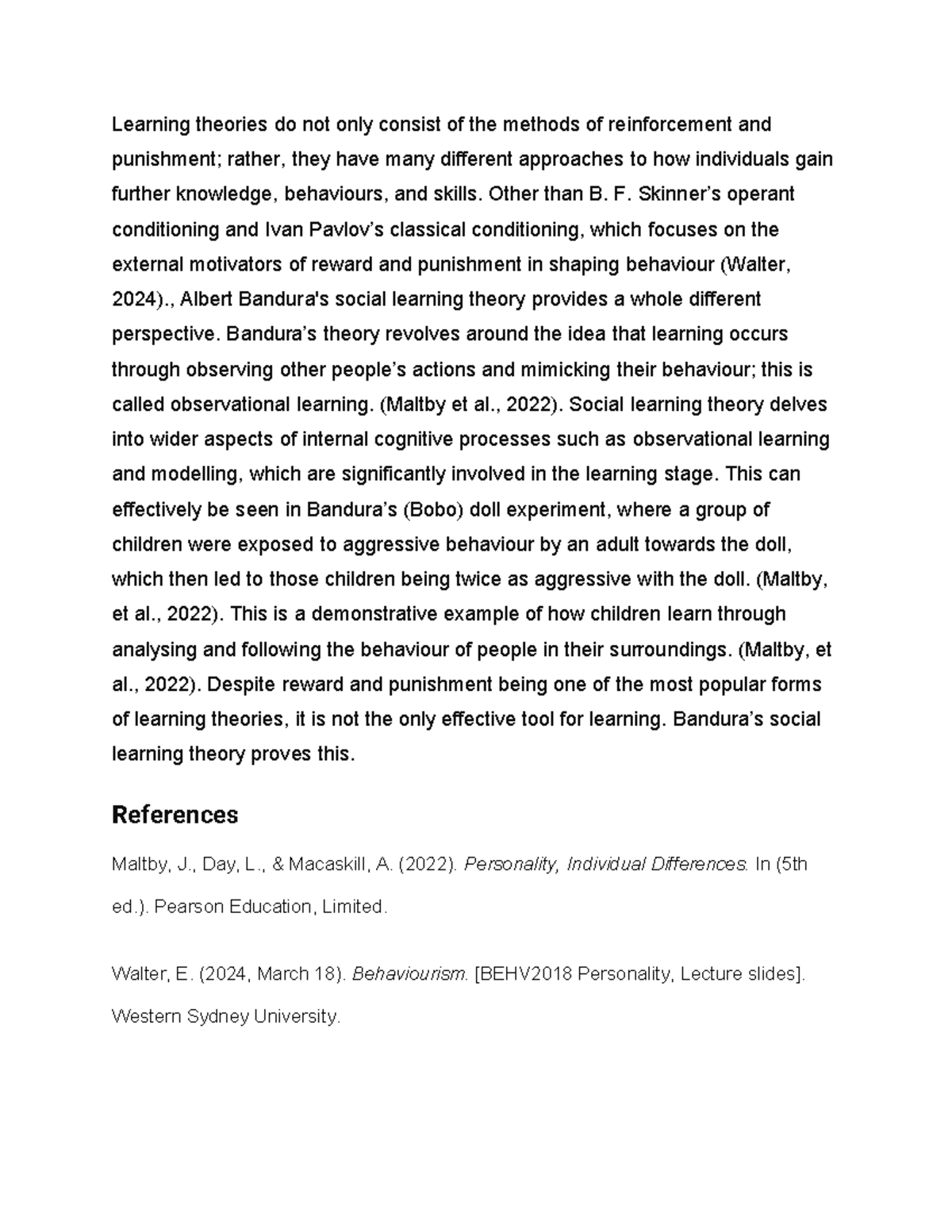 BEHV2018: Exploring Social Learning Theory and Its Impacts - Studocu