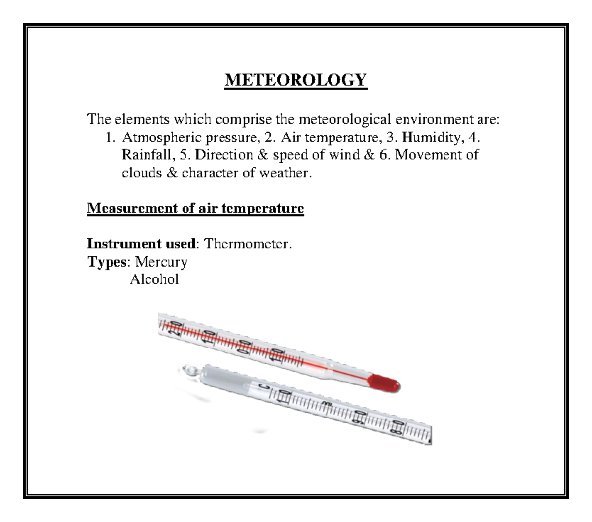 9 - journal material - METEOROLOGY The elements which comprise the ...
