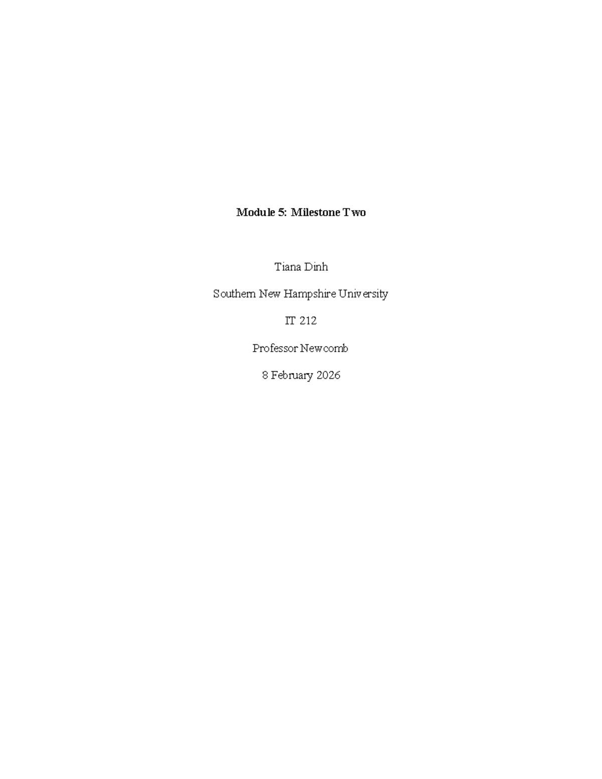 Module 5: Milestone Two Recommendations for IT 212 - Studocu