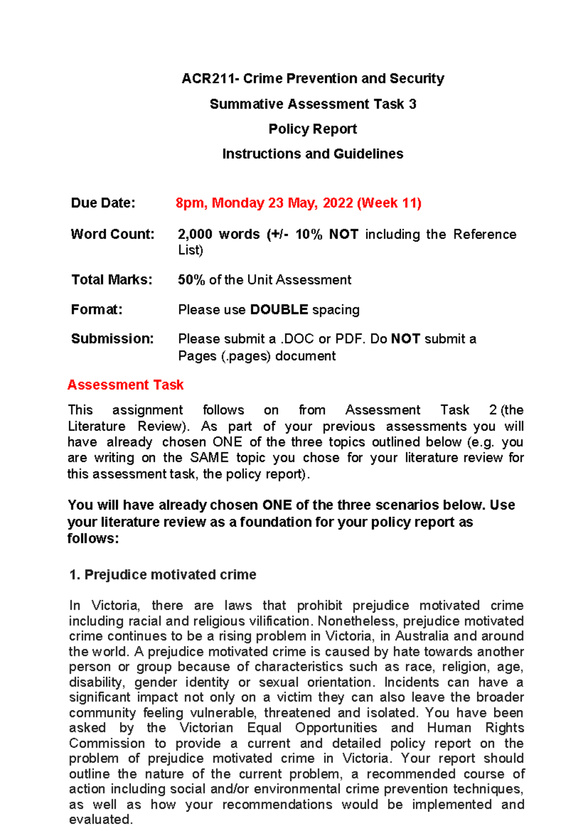 ACR211 AT3 Policy Report Instructions and Guidelines 2022 v2 - Due Date ...